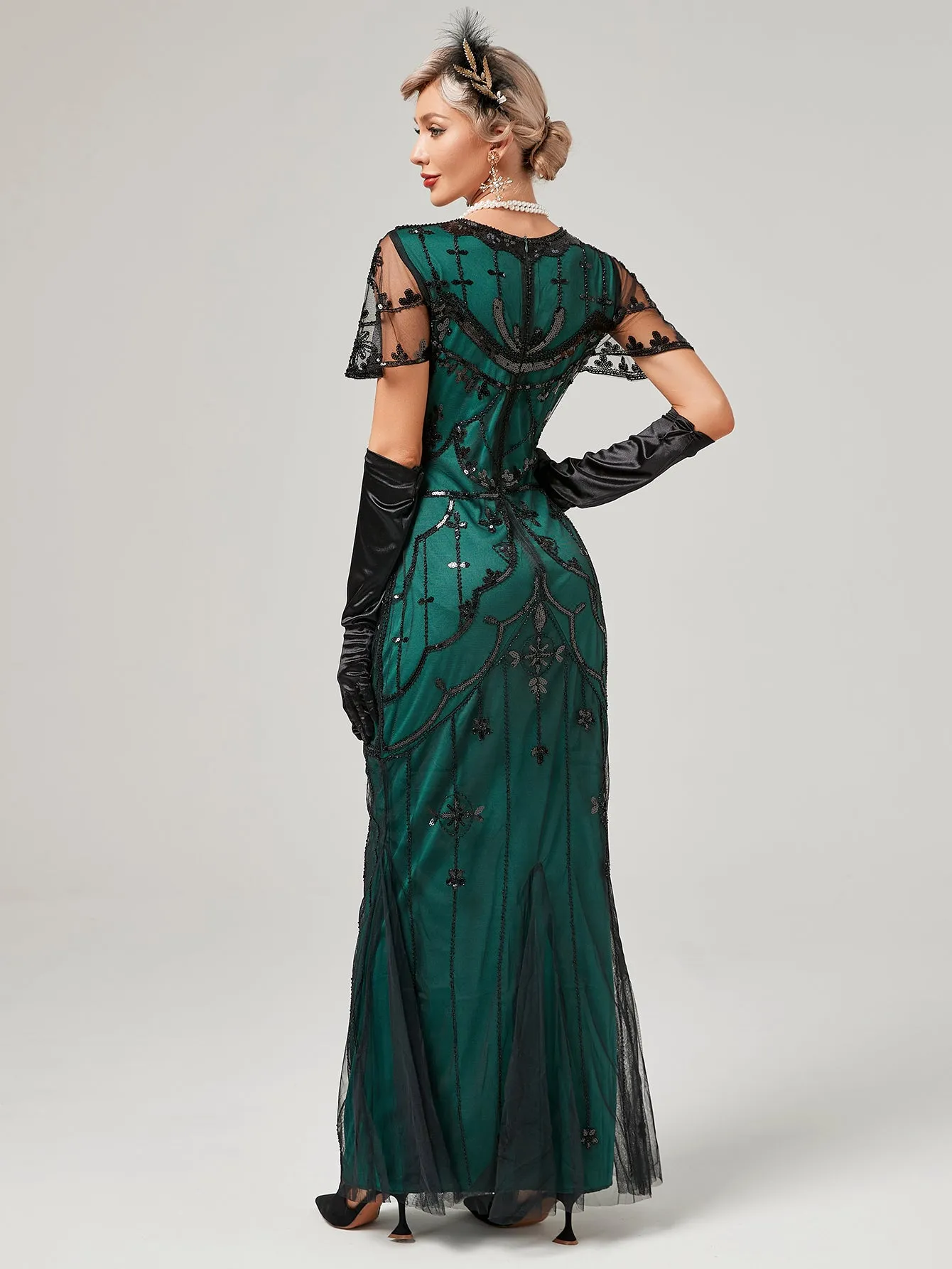 1920S Sequined Fringe Flapper Maxi Dress