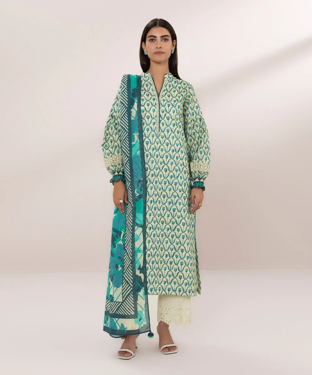 2 Piece - Printed Zari Lawn Suit