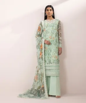 Elegant 3-Piece Embroidered Chiffon Suit with Delicate Detailing