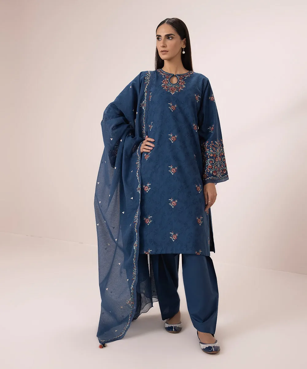 3 Piece - Embroidered Jacquard Suit