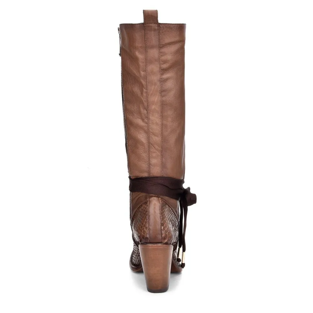 3F42PH - Womens Cuadra Brown Python Skin Knee-High Western Cowgirl Boots