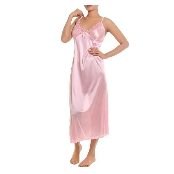 4 Piece Long Nighty Set-Pink