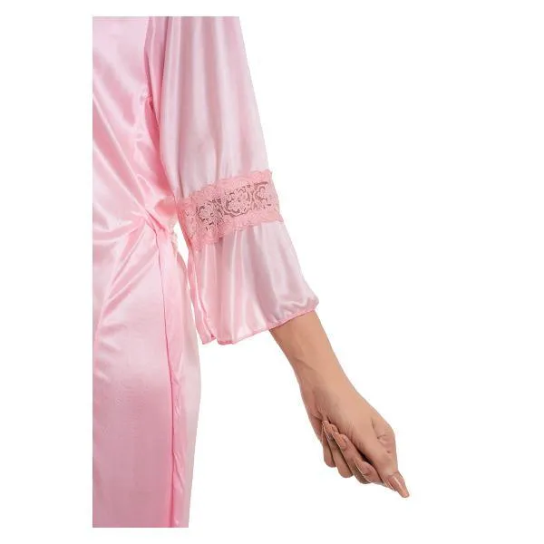 4 Piece Long Nighty Set-Pink