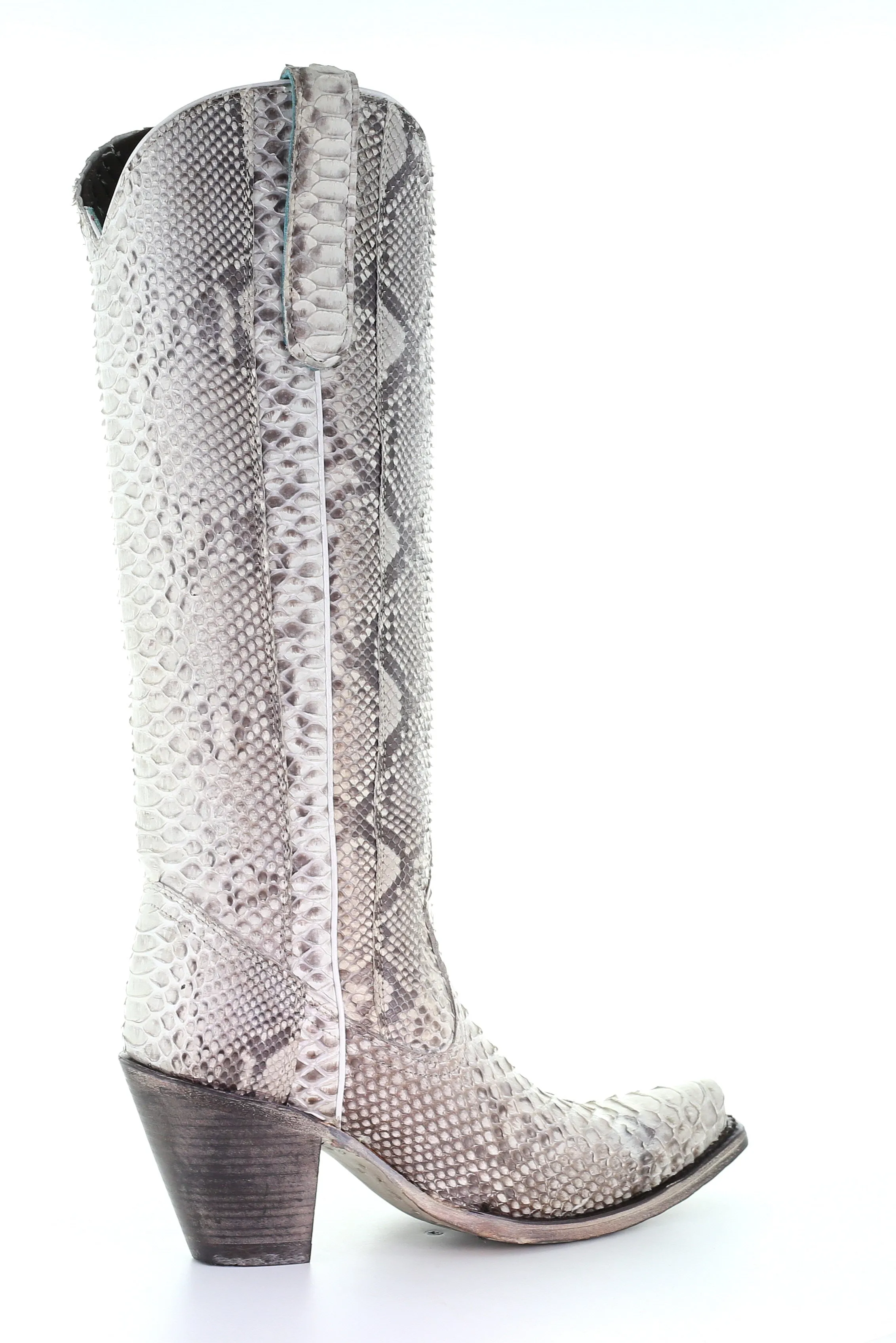 A3789 - Corral white western cowgirl python knee high boots for women