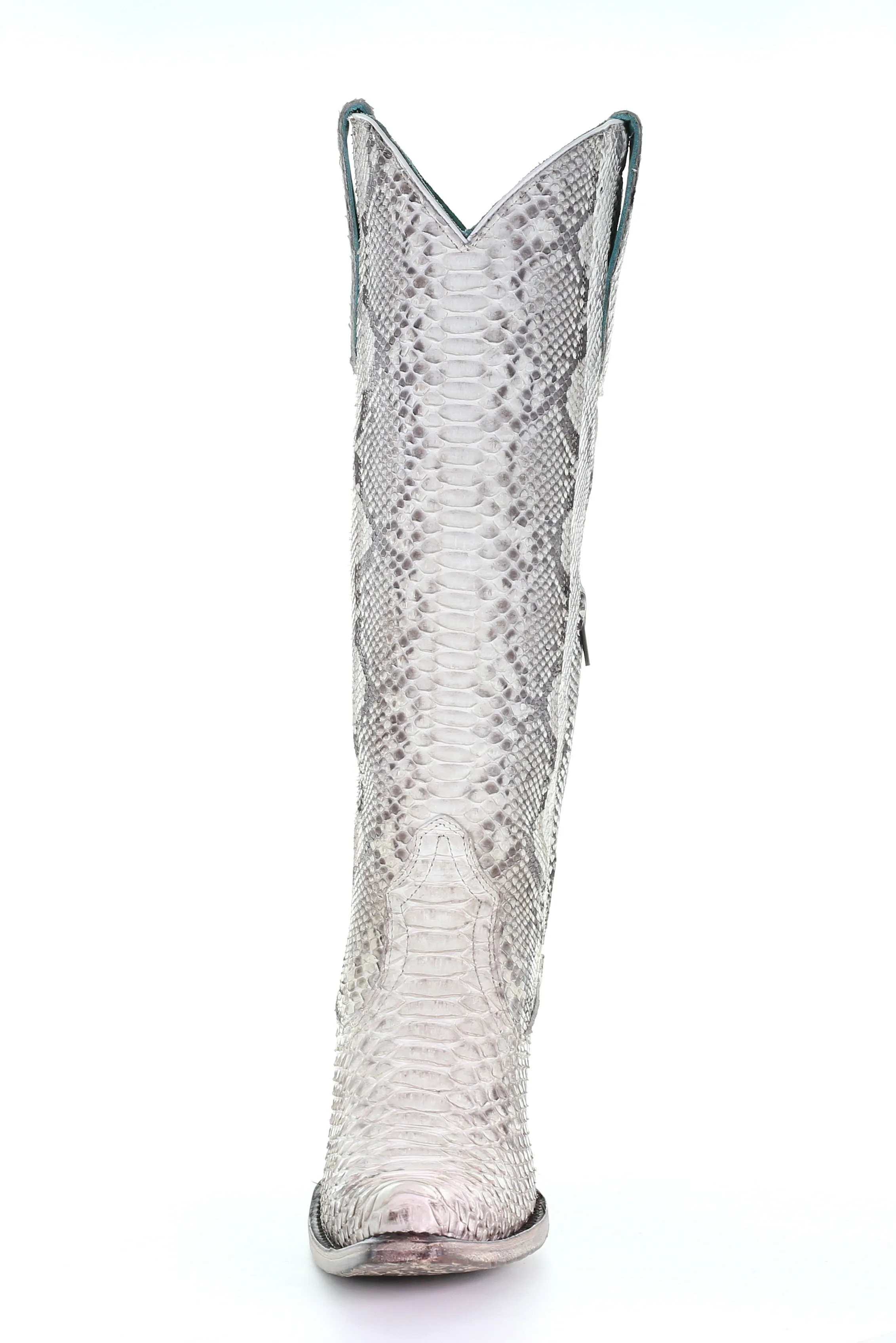 A3789 - Corral white western cowgirl python knee high boots for women