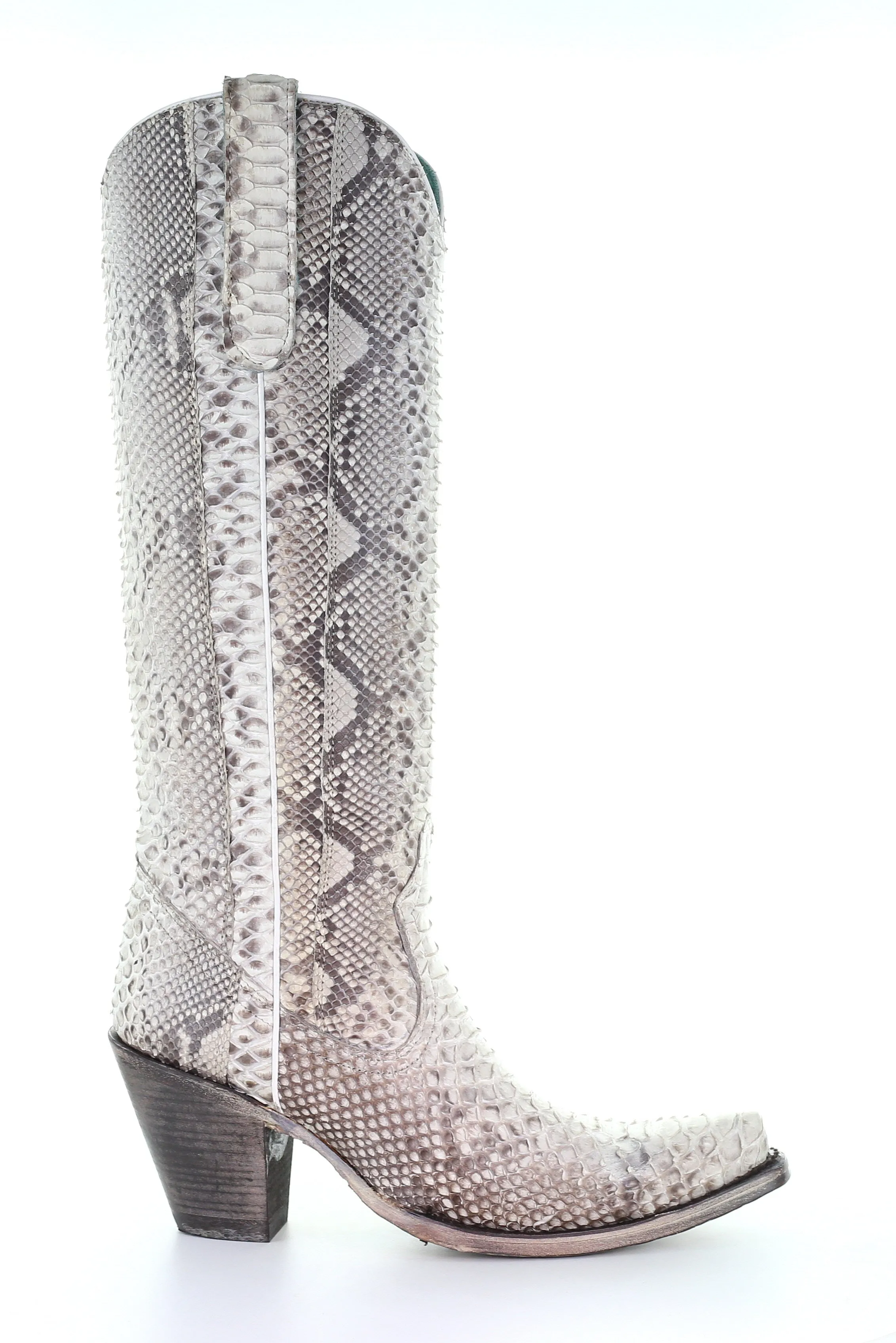 A3789 - Corral white western cowgirl python knee high boots for women