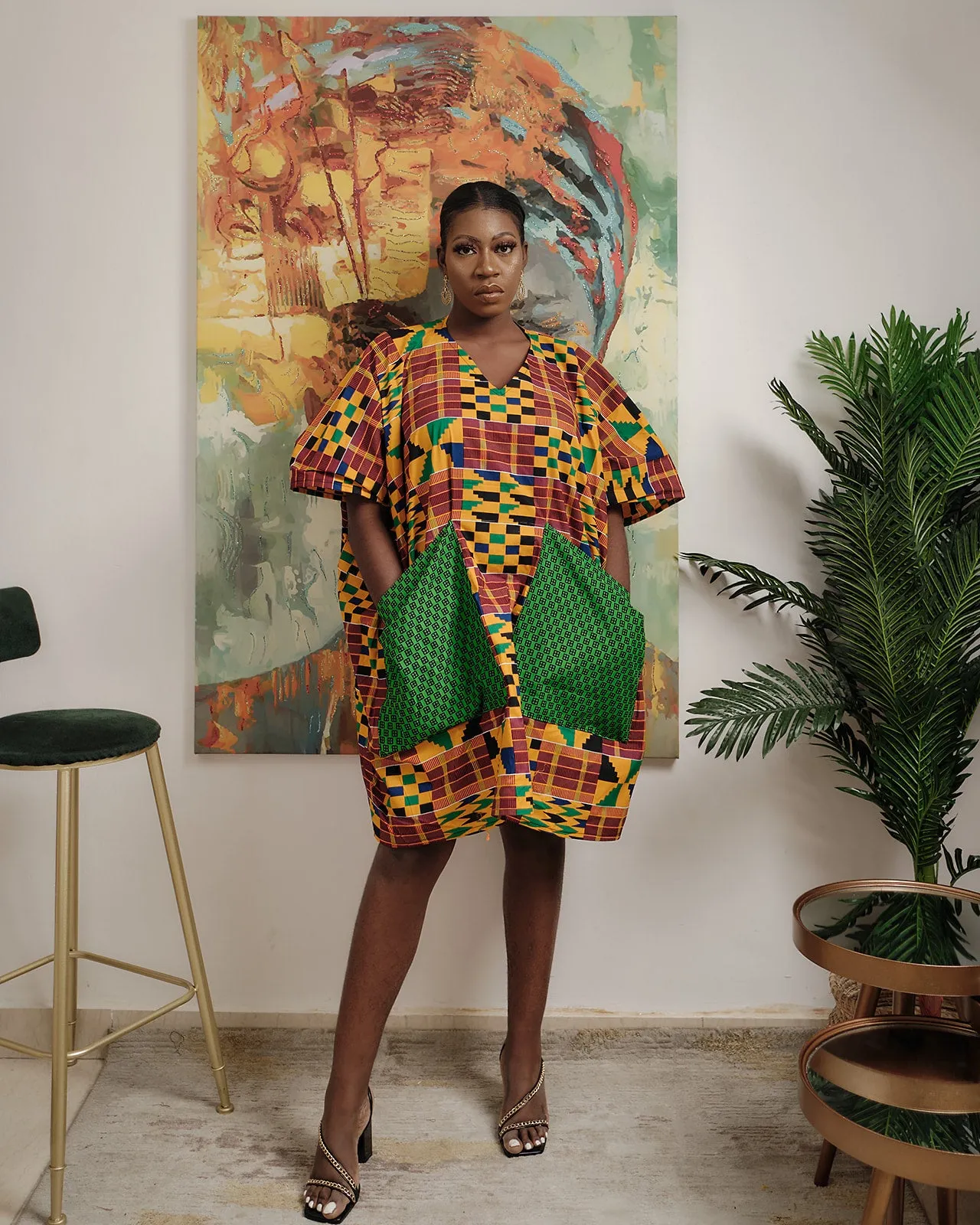 Afua Multicolour Kente Dashiki Dress