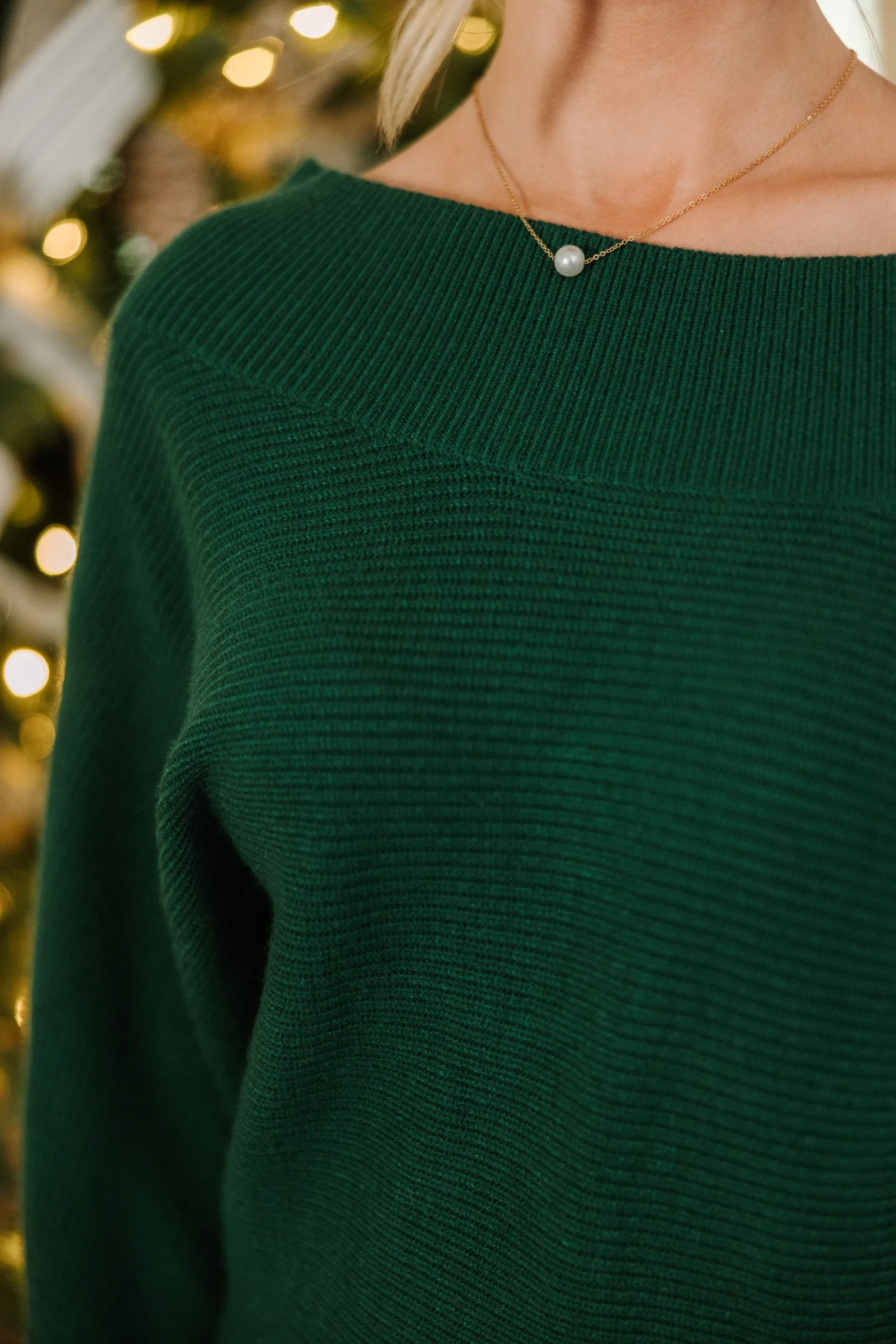 All On You Emerald Green Off Shoulder Sweater