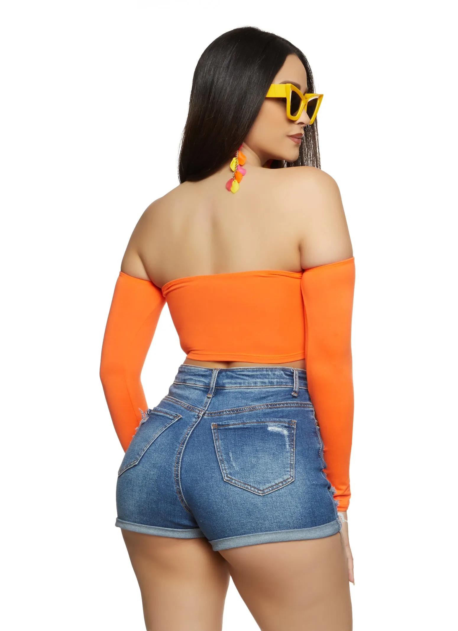 Almost Famous Ruched Off the Shoulder Crop Top