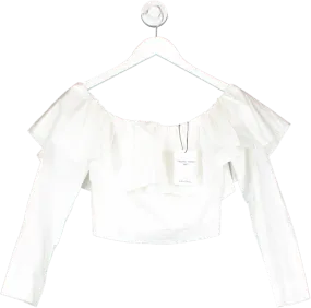 & Other Stories White Organic Cotton Off The Shoulder Ruffle Top UK 6