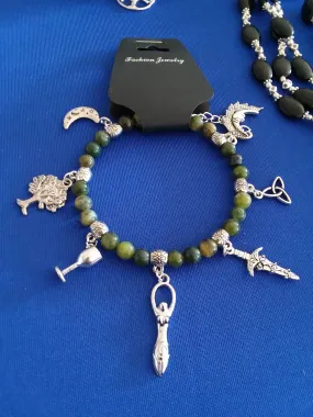 AVBeads Gemstone Beaded Charm Bracelet Wicca and Pagan Jewelry