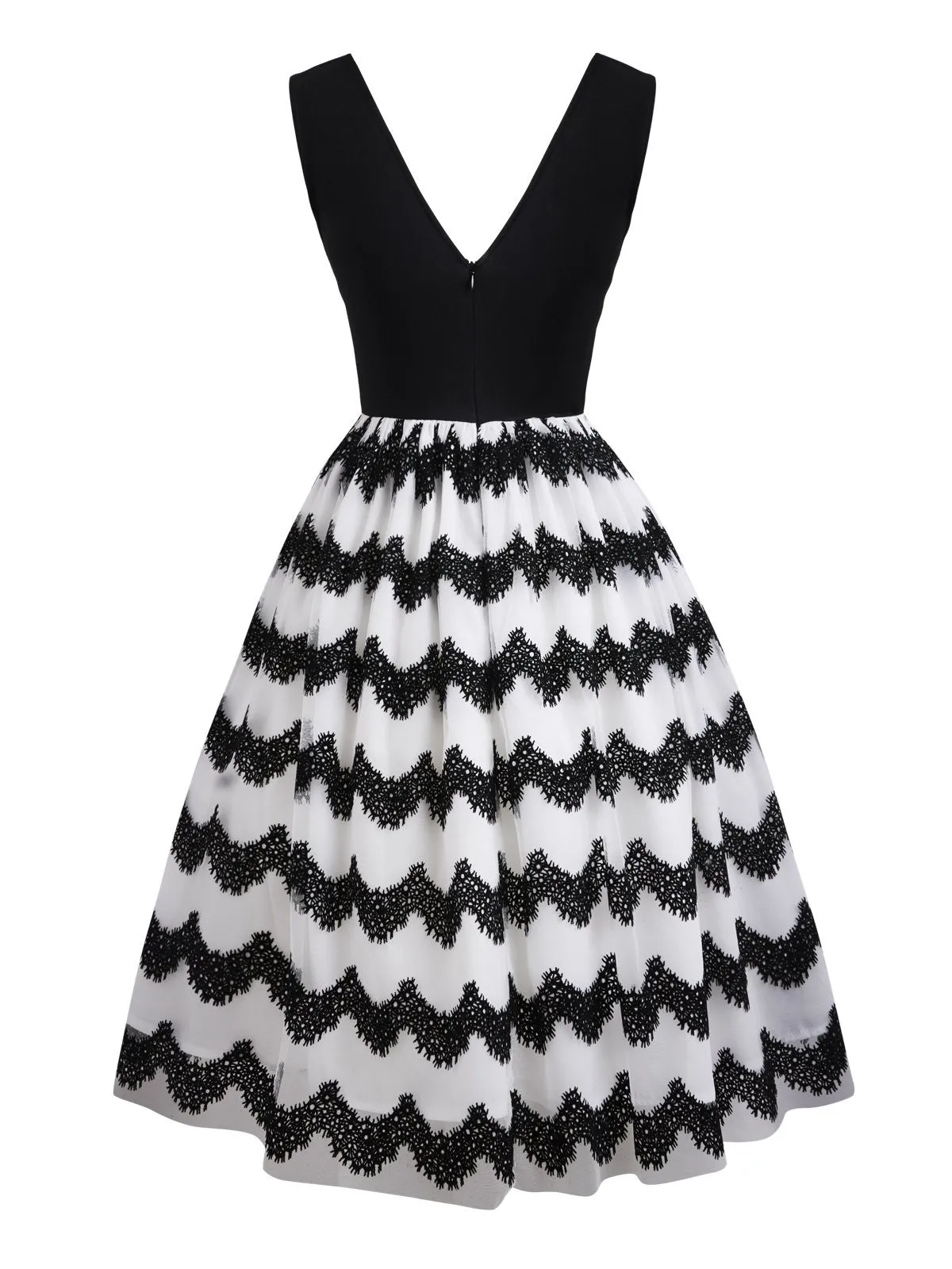 Black 1950s Striped Swing Dress