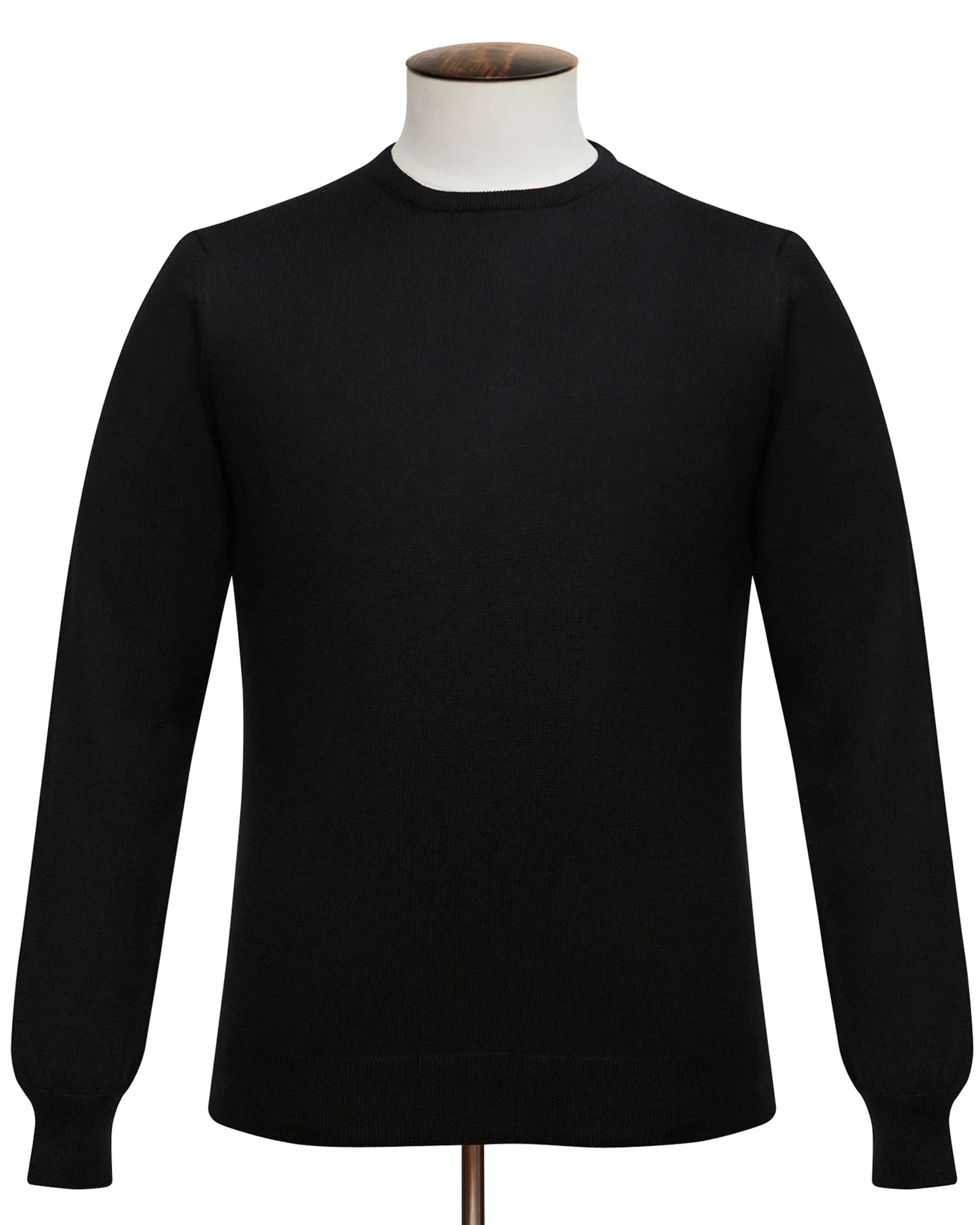 Black Merino Wool Crew Neck Sweater