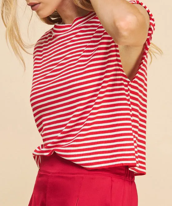 Blossom Stripe Top - Red/White