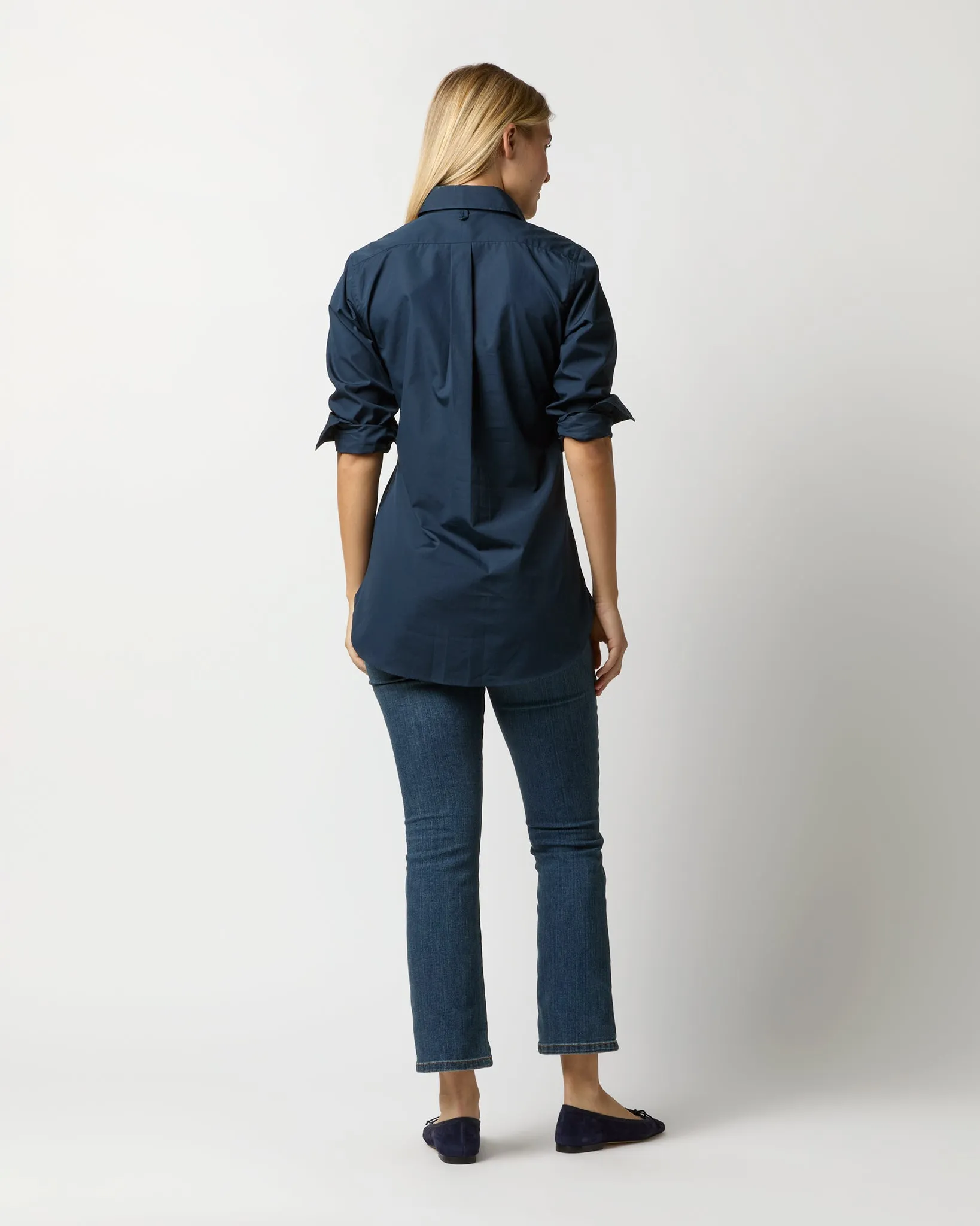 Boyfriend Shirt in Navy Poplin