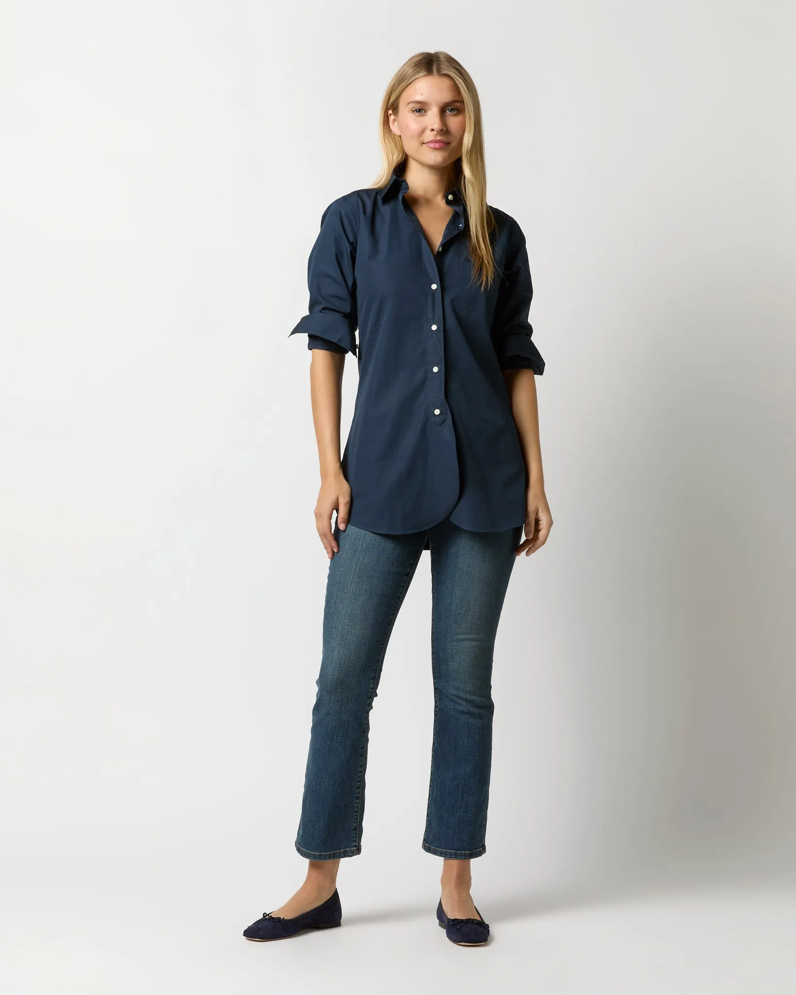 Boyfriend Shirt in Navy Poplin