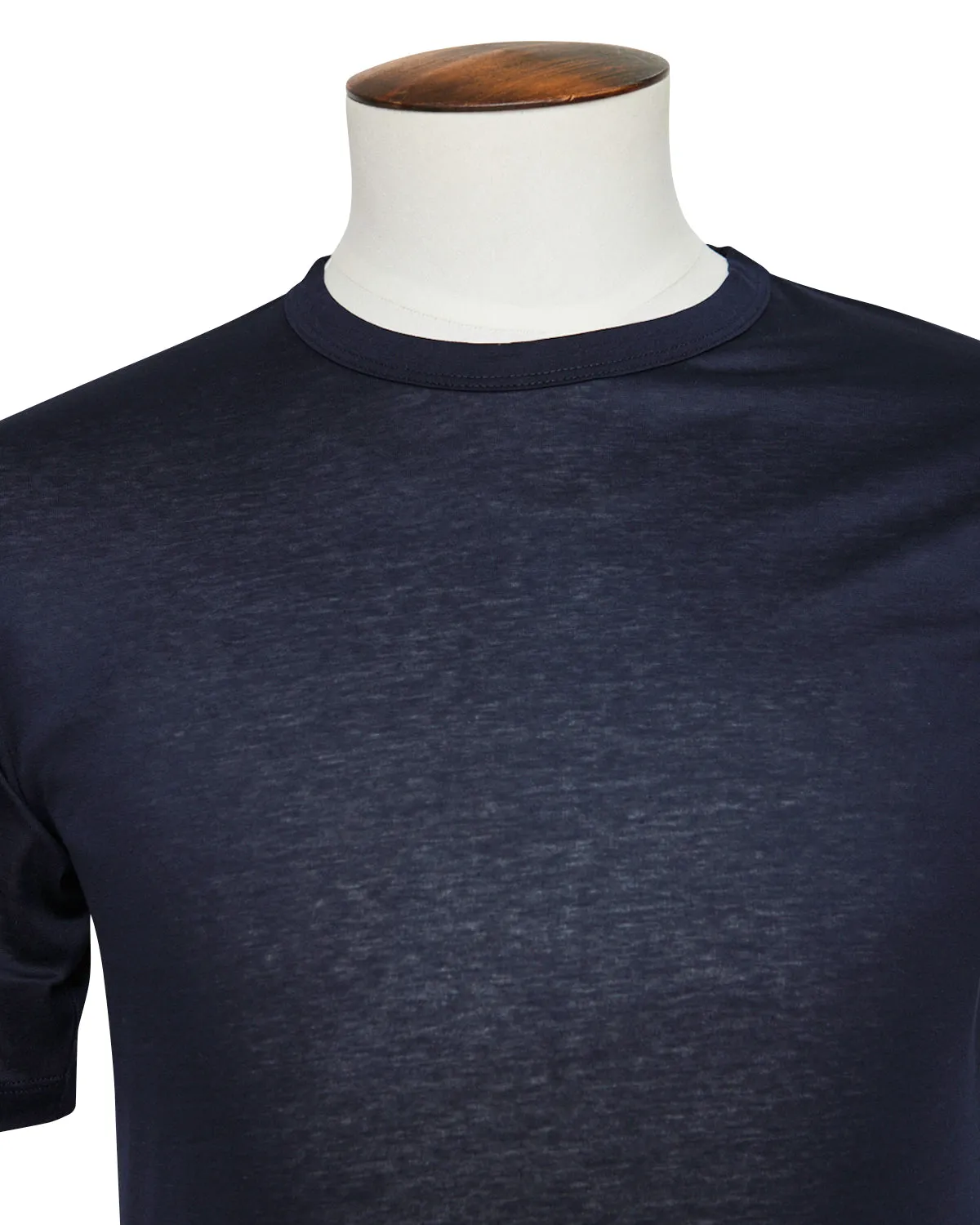 Bresciani Navy Fitted Cotton Tee