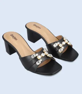 BW9356-BLACK-Women Slipper Heel