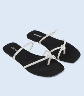 BW9739-BLACK/SILV-Women Chappal