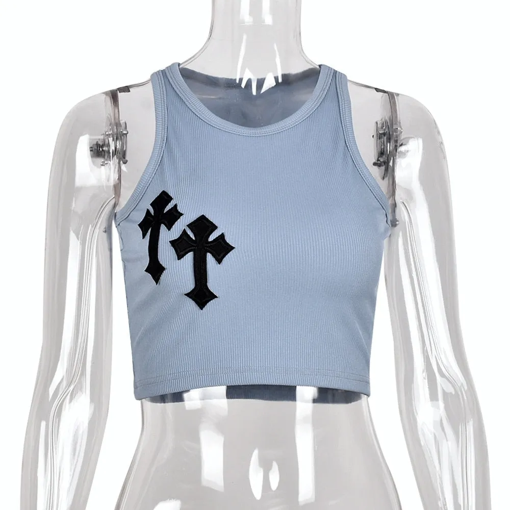 Chrome No Heart Crew Neck Crop Top