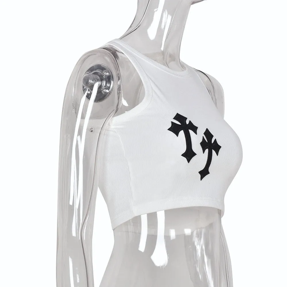 Chrome No Heart Crew Neck Crop Top