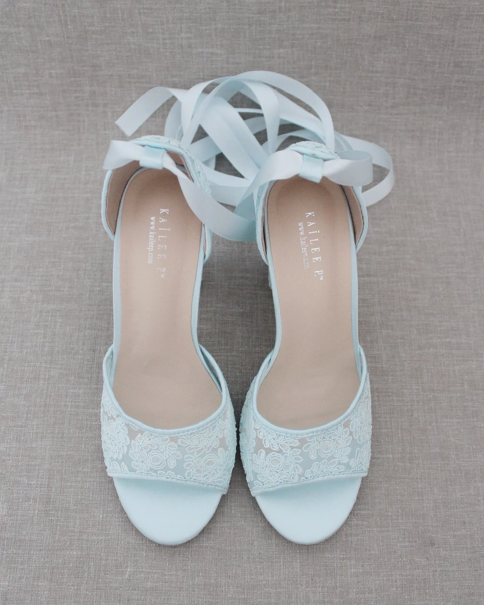 Crochet Lace Block Heel Sandals with Ballerina Lace Up