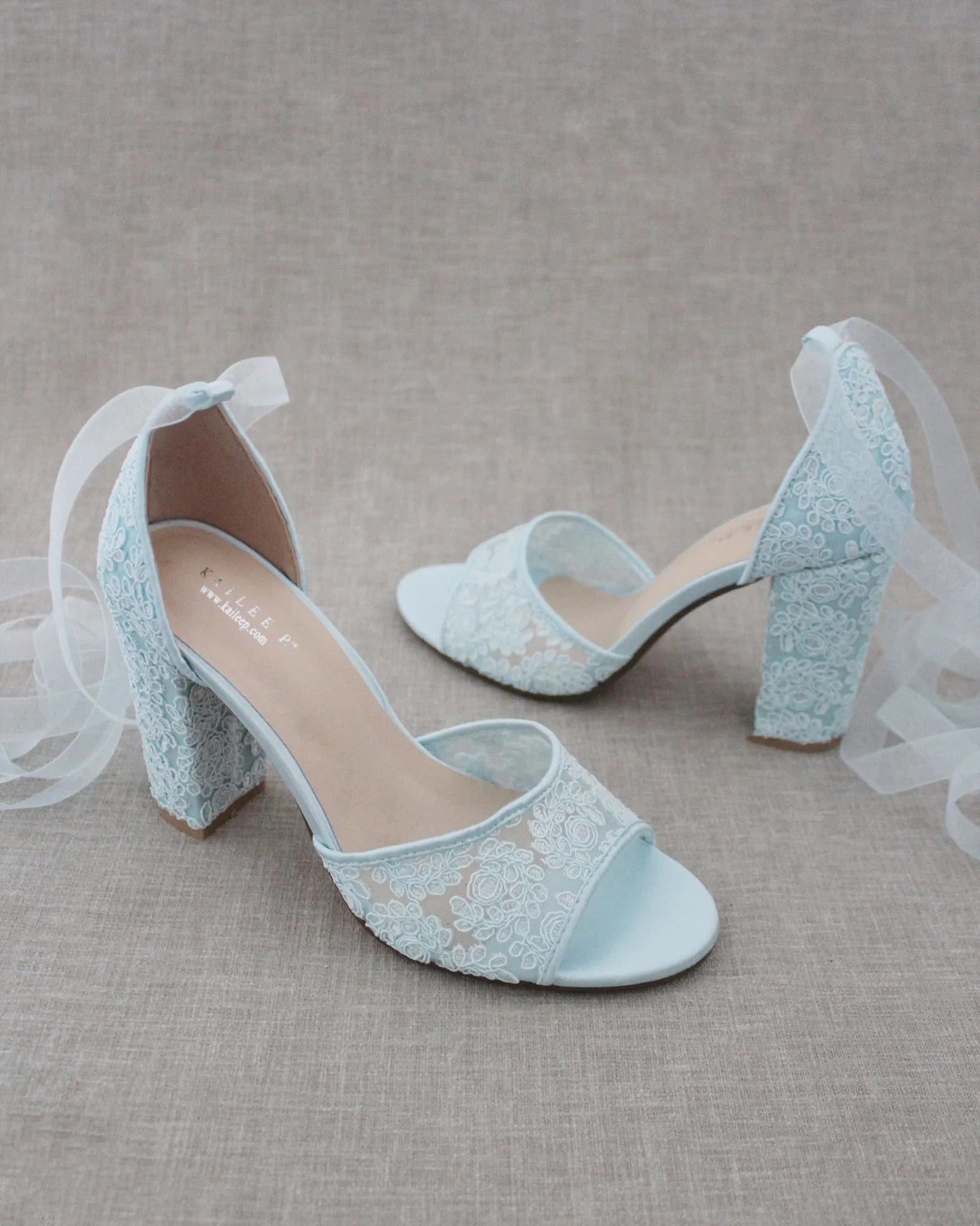 Crochet Lace Block Heel Sandals with Ballerina Lace Up