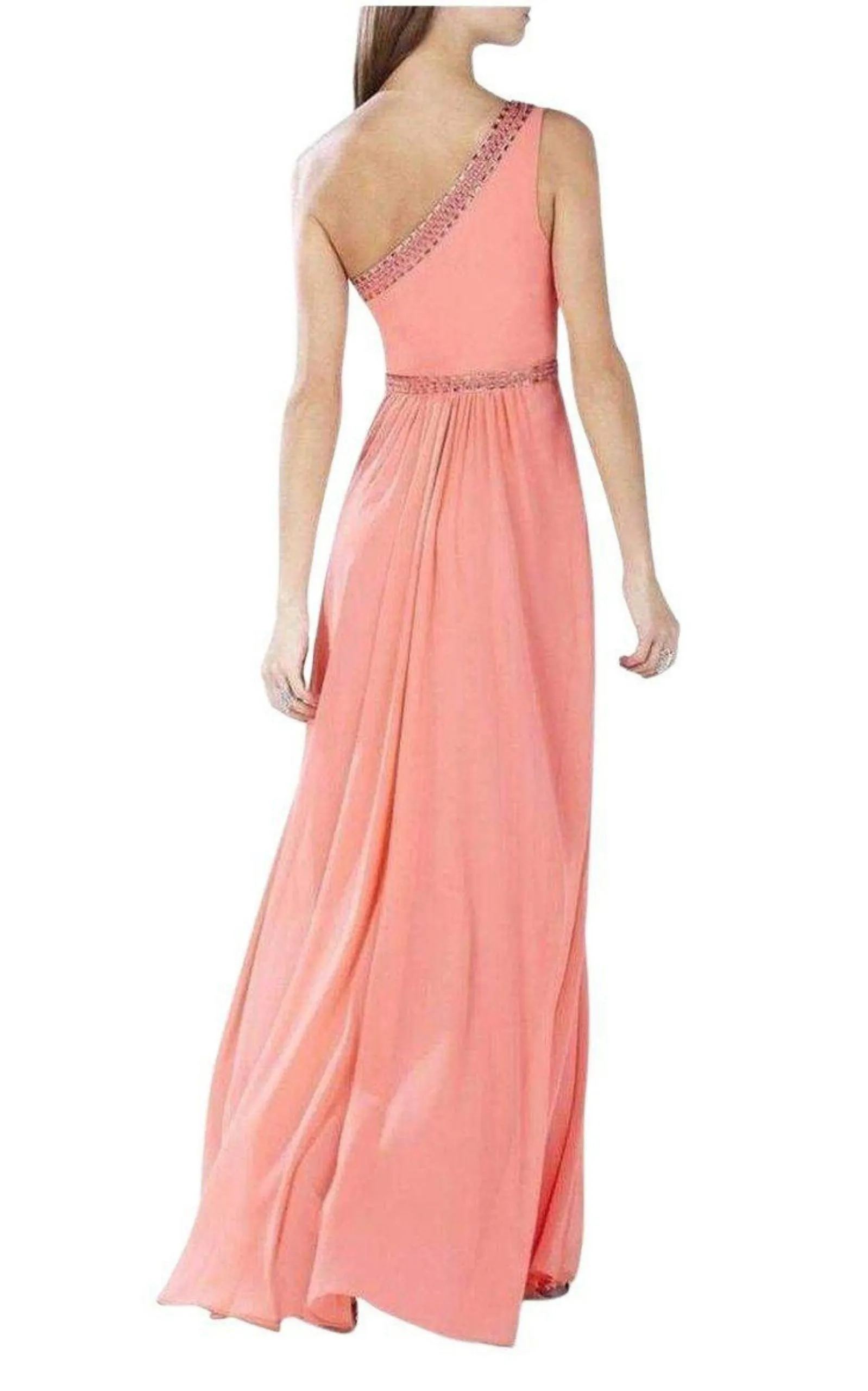 Daniele Coral One Shoulder Embellished Gown