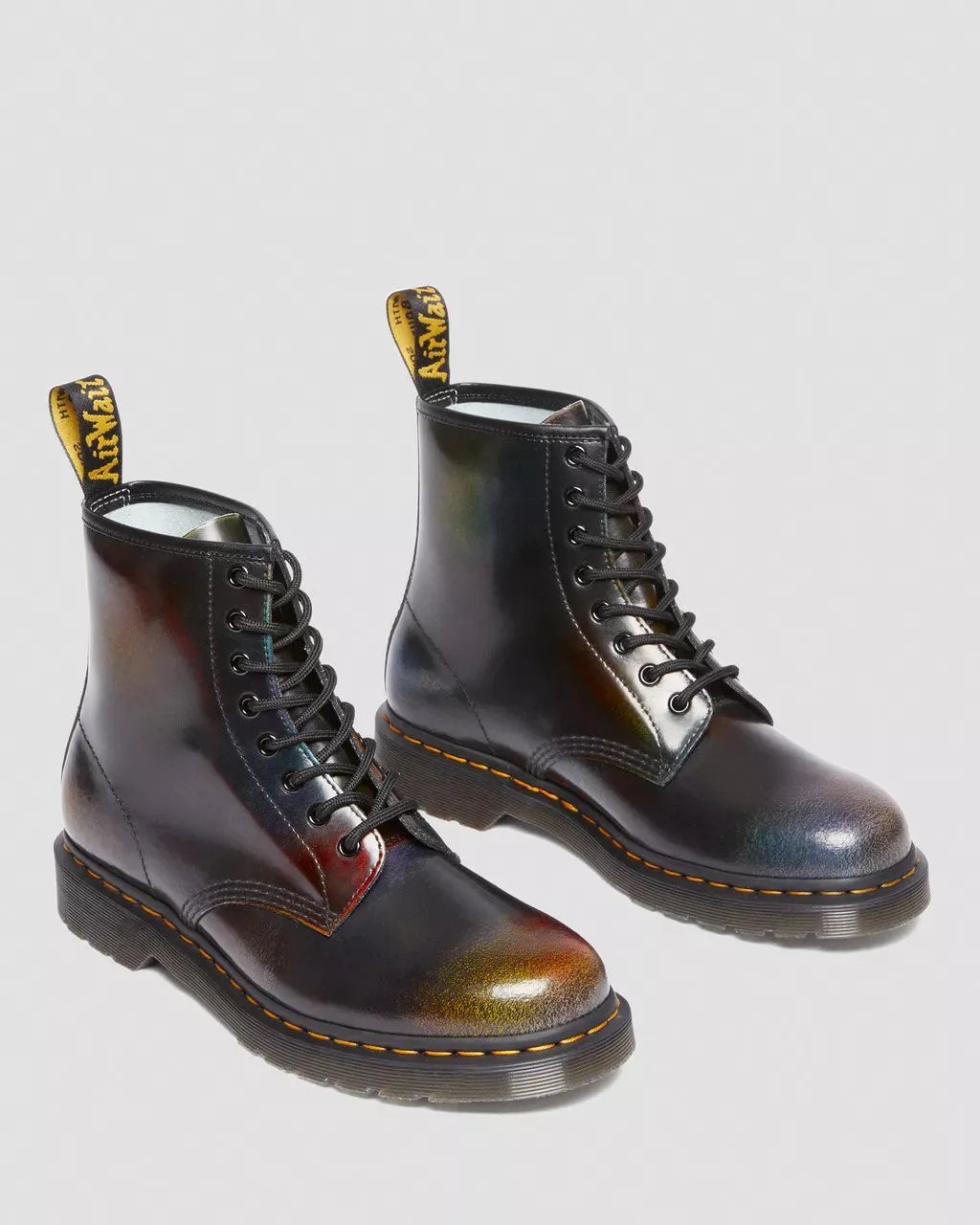 Doc Martens UNISEX 1460 FOR PRIDE RUB OFF LEATHER LACE UP BOOTS (BROWN MULTI RAINBOW RUB OFF)