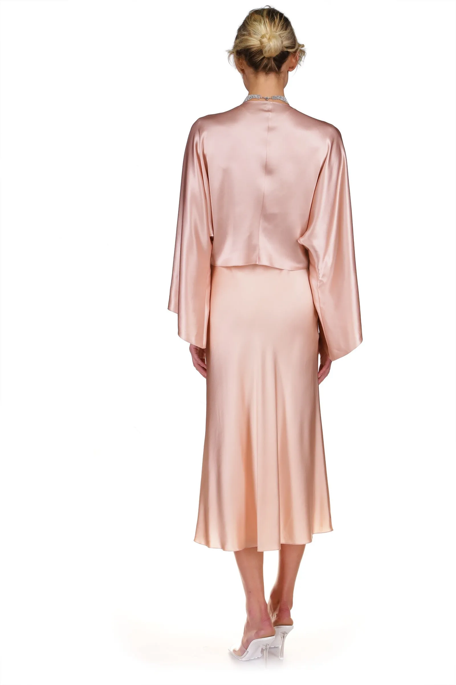 Dusty Rose Kimono Sleeve Wrap Top