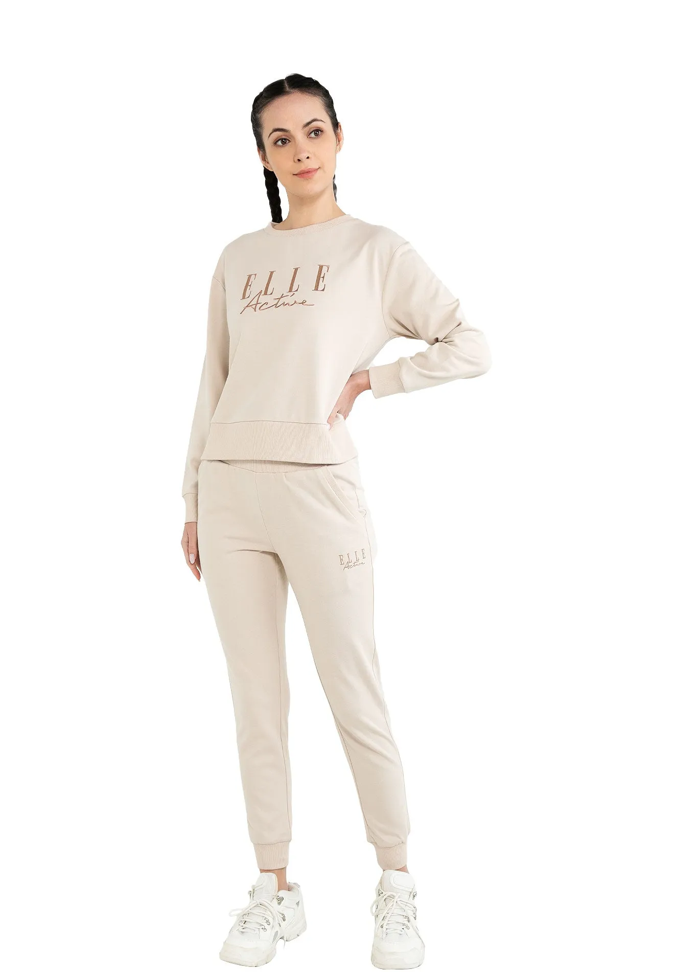 ELLE Active Classical Logo Round Neck Sweater