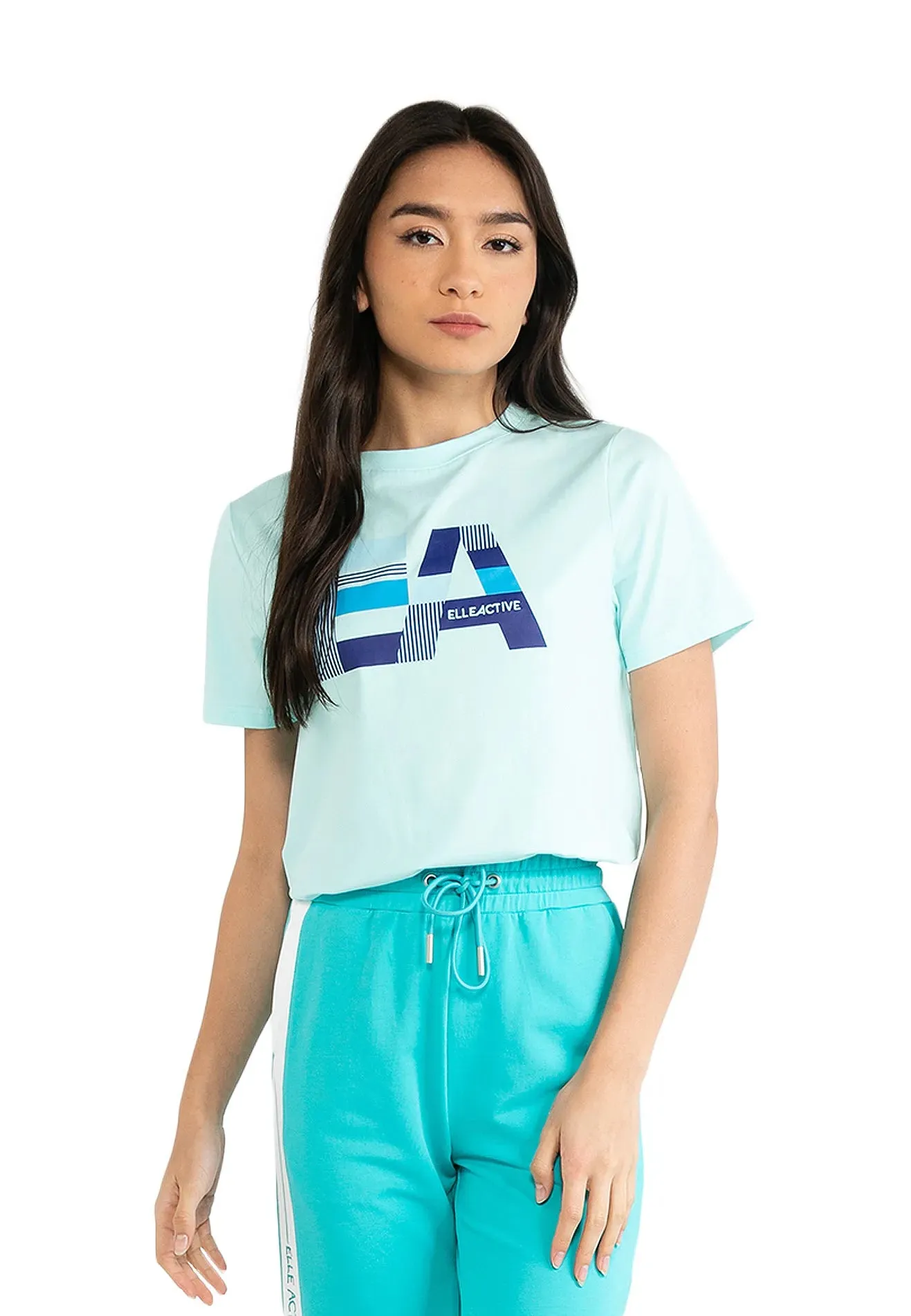 ELLE Active Color Block Logo Print Tee