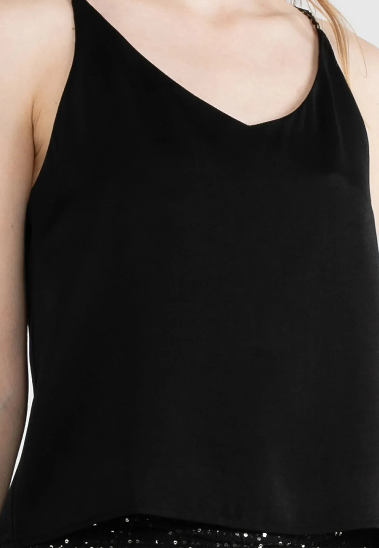 ELLE Apparel V-Neck Sleeveless Satin Top