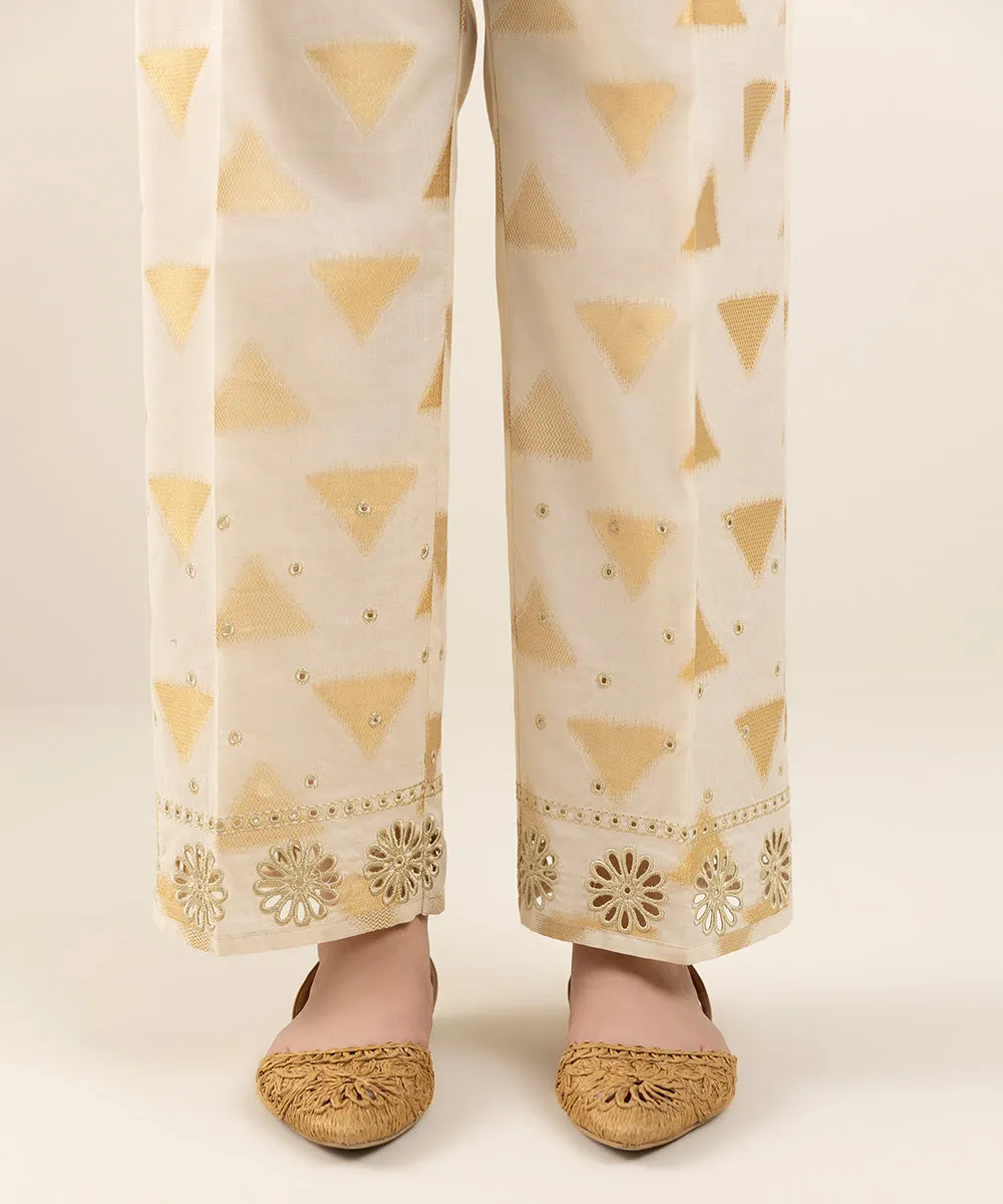 Embroidered Jacquard Straight Pants