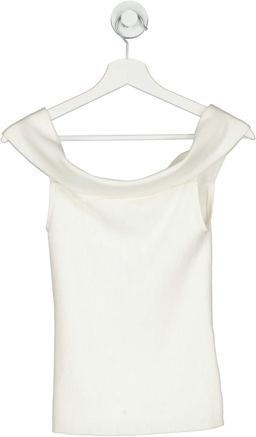 EVERLANE Cream The Ribbed Cotton Off-the-shoulder Top UK S