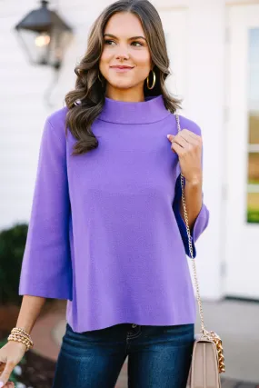 Fate: Feeling Fine Royal Purple Mock Neck Sweater