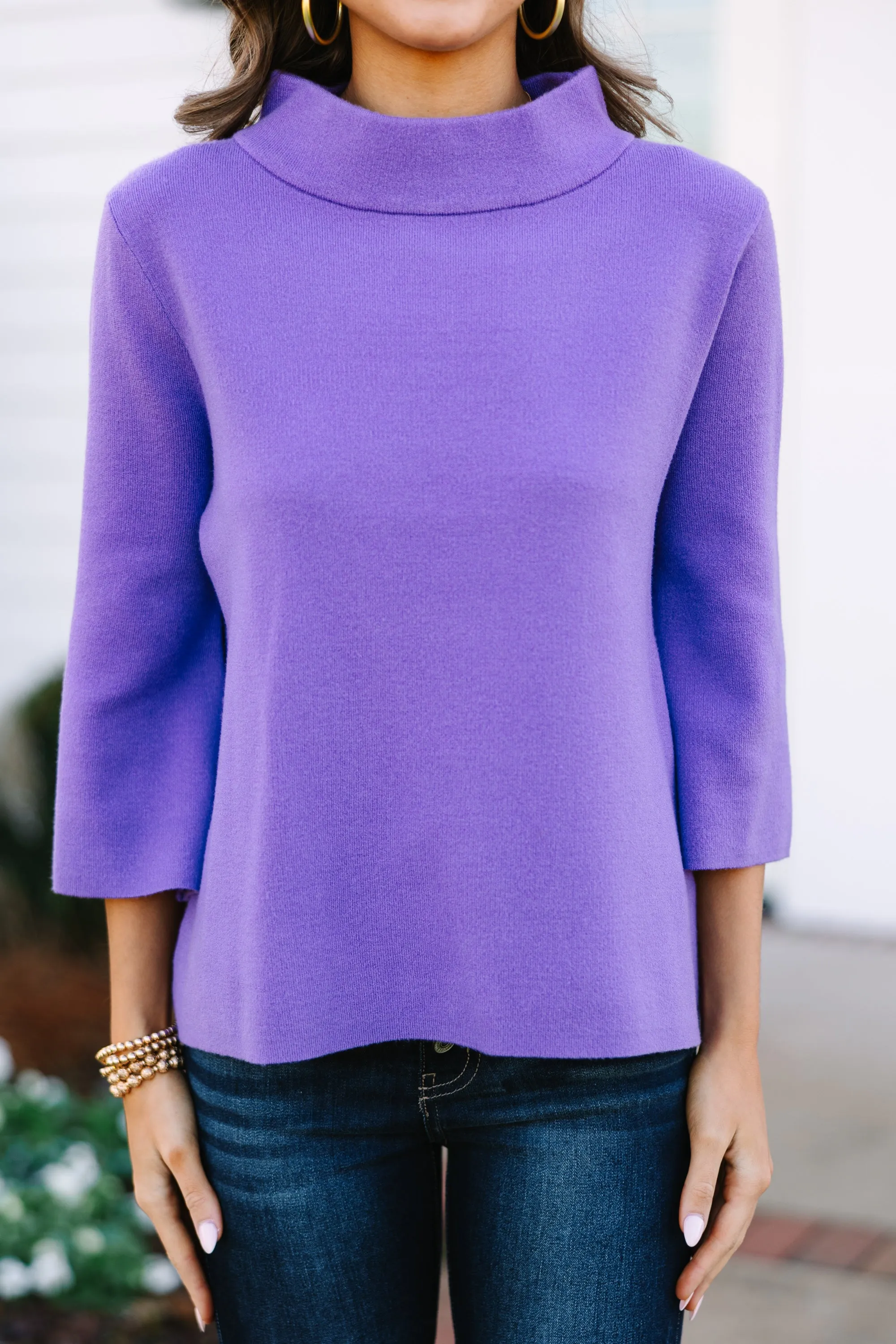 Fate: Feeling Fine Royal Purple Mock Neck Sweater