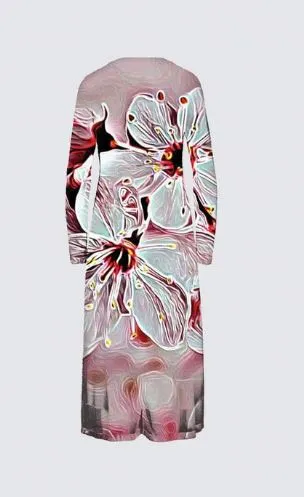 Floral Embosses: Pictorial Cherry Blossoms 01-03 Designer Daniela Maxi Dress