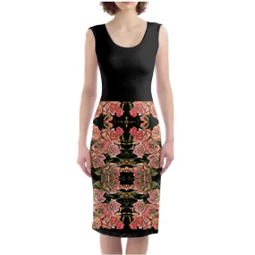 Floral Embosses: Roses 06-01 Designer Bodycon Midi Dress