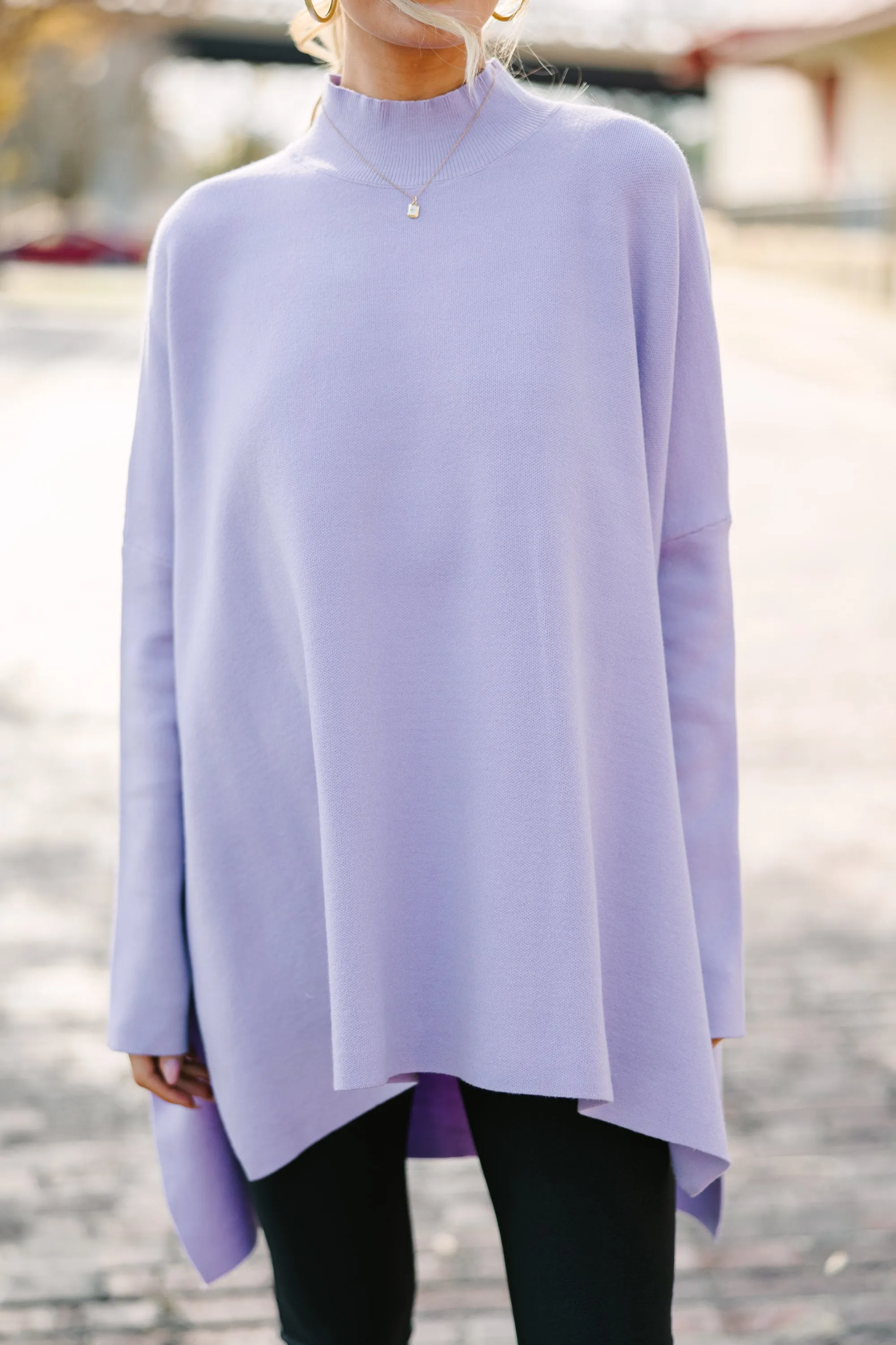 Going With You Lavender Purple Mock Neck Sweater