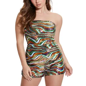 Guess Womens Kahlo Sequined Strapless Romper