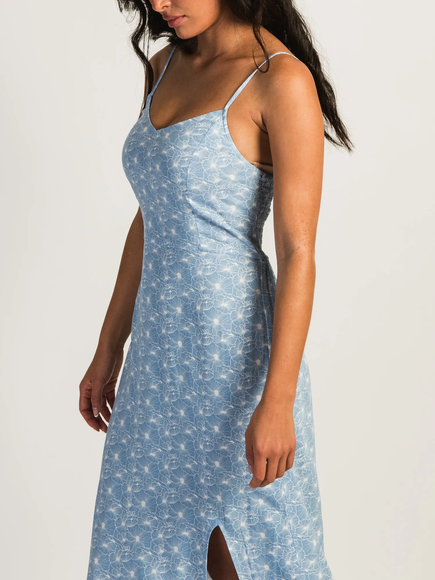 HARLOW MALIA SLIT PRINT DRESS - BABY BLUE