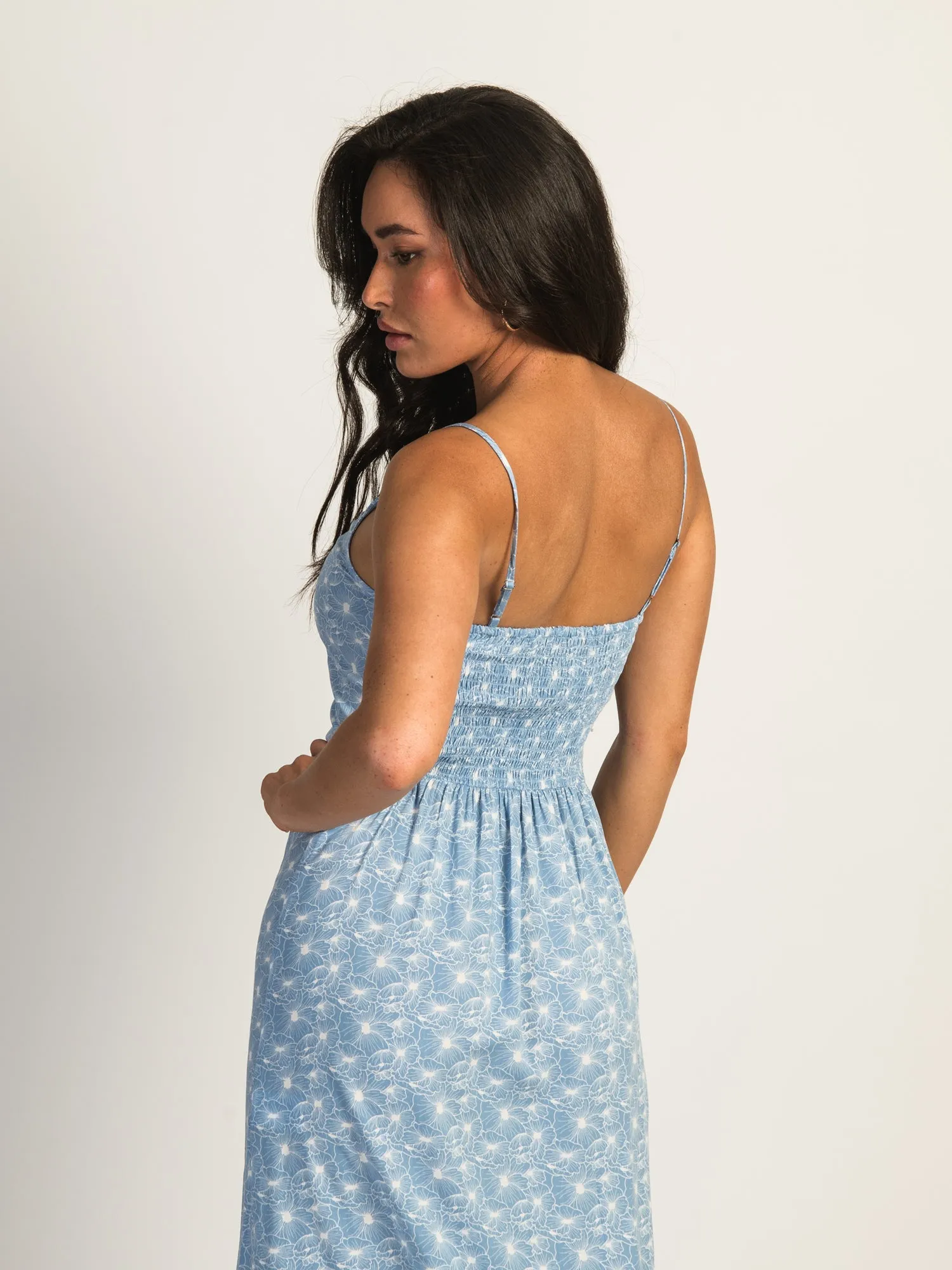 HARLOW MALIA SLIT PRINT DRESS - BABY BLUE