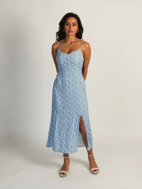 HARLOW MALIA SLIT PRINT DRESS - BABY BLUE