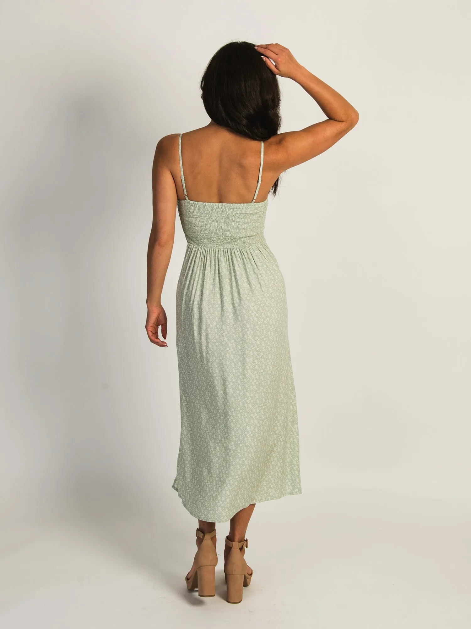 HARLOW MALIA SLIT PRINT DRESS - SAGE