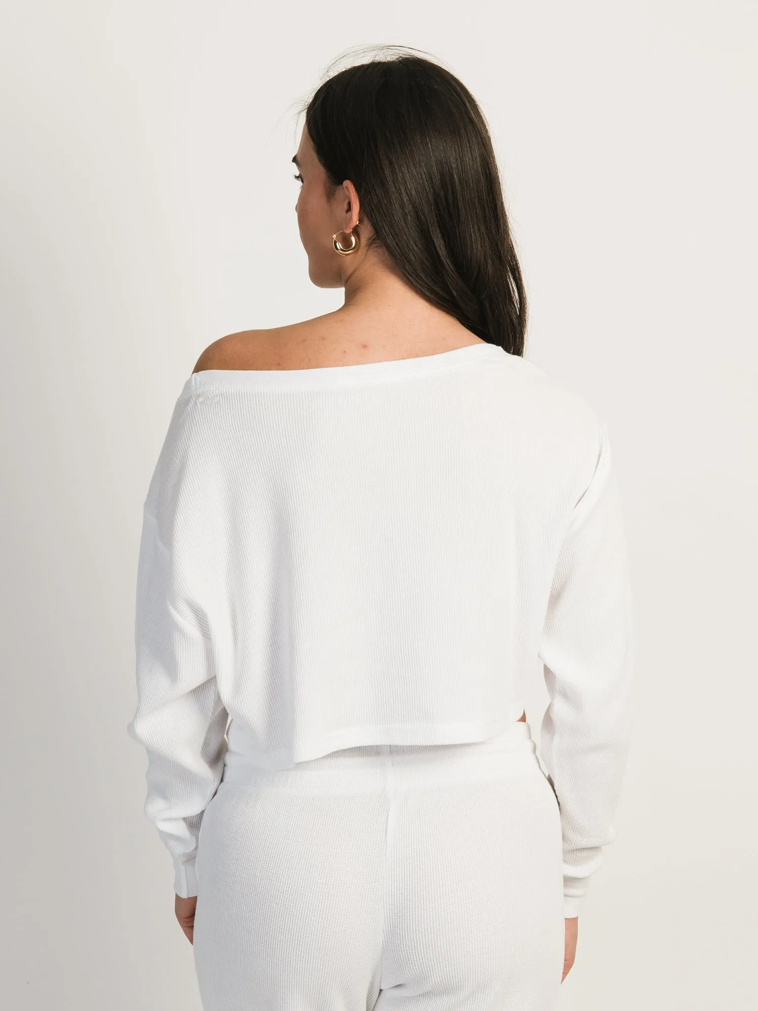 HARLOW OFF-THE-SHOULDER LONG SLEEVE WAFFLE