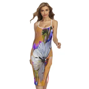 Insect Models: Beautiful Butterfles 01 Designer Criss Cross Back Cami Midi Dress