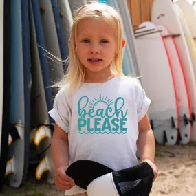 Kid's 'Beach Please' Printed Slogan T-shirt