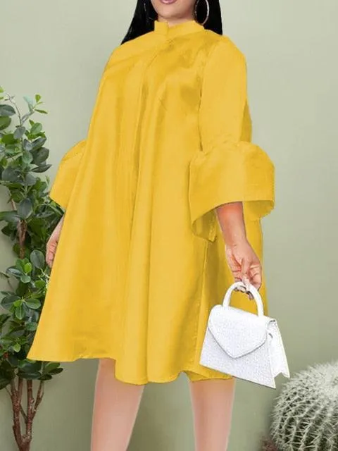 Kirian Puff Flare Sleeve Dress