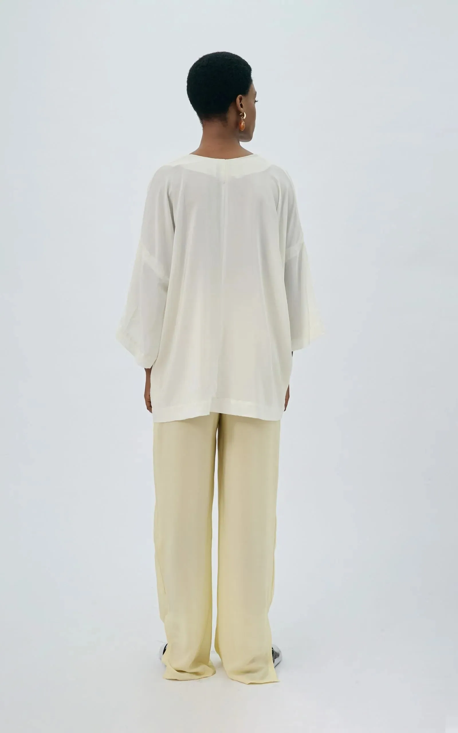 Kole Crepe Off-White Oversize Blouse